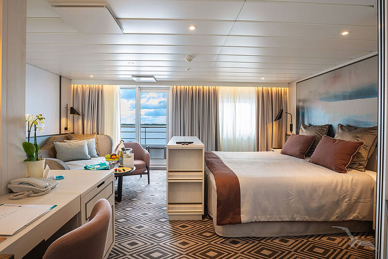 Blick in eine der neugestalteten Suiten an Bord der Amadea. Foto: Phoenix Reisen