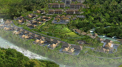 Das neue Ritz-Carlton Reserve auf Bali bietet einen Blick auf Reisterrassen