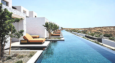 Das One & Only Kea Island liegt auf der kleinen Kykladeninsel Kea und bietet 63 Villen. Foto: One & Only