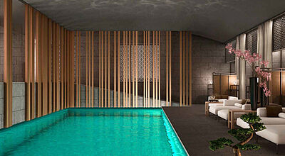 Der Spa-Bereich mit Pool im neuen Mandarin Oriental in Mailand