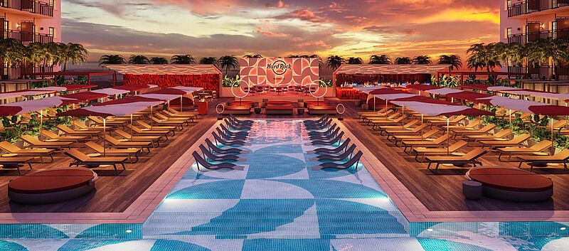 Einer der zwei Pools im Hard Rock Hotel Marbella. Foto: Palladium