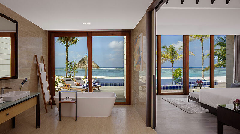 Blick in eine Beach Suite Villa mit eigenem Pool