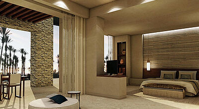 So sollen die Zimmer im neuen Anantara Tozeur Resort in Tunesien aussehen