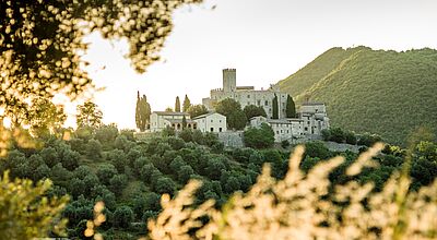 Blick auf das Six Senses Antognolla in Umbrien