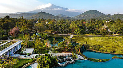 Vom Gran Melia Arusha kann man auf den Mount Meru schauen