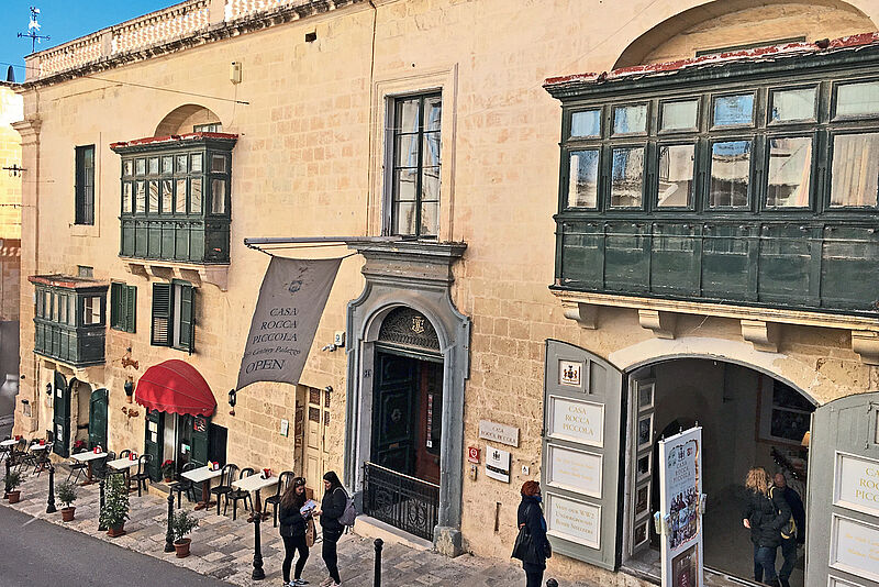 Der alte Adelspalast Casa Rocca Piccola in Valletta ist heute Museum und Wohnhaus zugleich. Im Erdgeschoss gibt es ein Restaurant