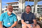 Technik-Profis unter sich: Michael Kautz (Kautz Urlaubsreisen, Duisburg) und Christoph Wrobel (Gahlener Reiseshop, Gahlen)