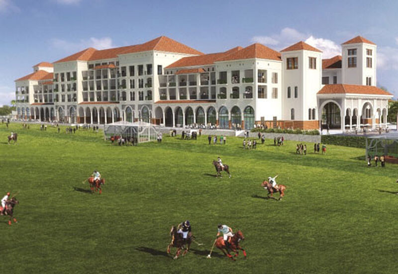 Von den Zimmern des künftigen St. Regis Resort werden die Gäste den Poloveranstaltungen zusehen können