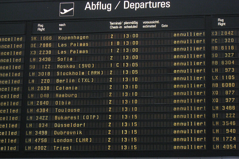 Rund 1.000 Flüge werden am heutigen Dienstag aufgrund des Warnstreiks von Verdi an deutschen Airports gestrichen