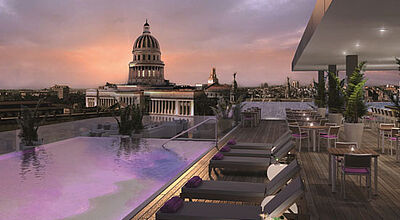 Highlight des Gran Hotel Manzana Kempinski La Habana ist der Pool auf dem Hoteldach