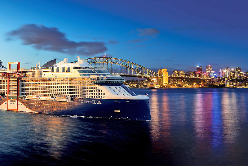 Die Celebrity Edge wird bei ihrer halben Weltumrundung auch in den Hafen von Sydney einlaufen