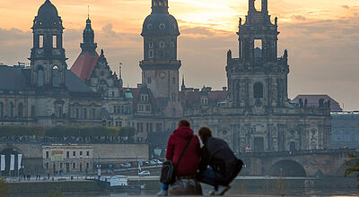 Panorama von Dresden im Abendlicht
