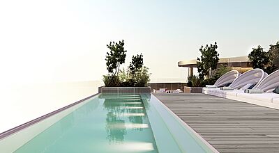 Highlight des neuen The One Barcelona ist die Dachterrasse mit Pool