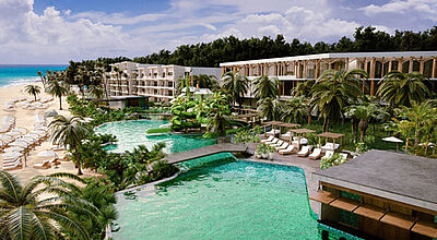 Rund 80 Prozent der Zimmer im Sandos Palm Bay Playacar in Mexiko sollen direkten Meerblick bieten