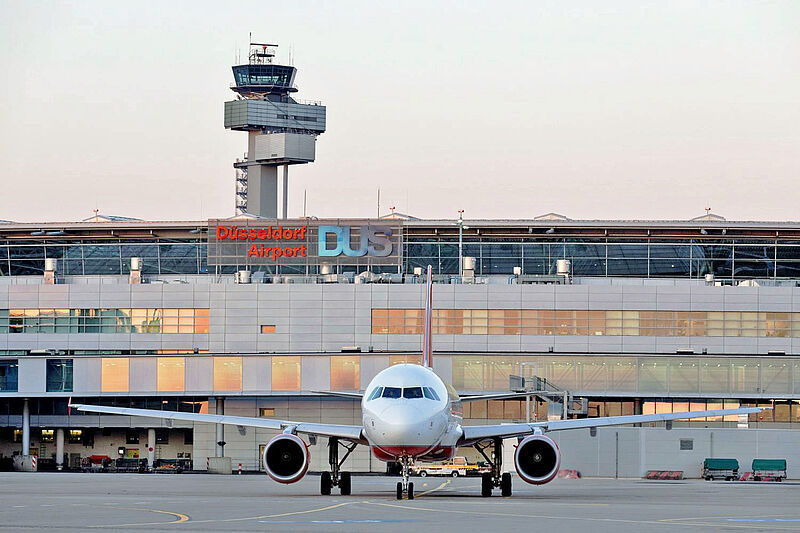 Auch der Flughafen Düsseldorf ist von den Protesten der Klimaaktivisten betroffen. Foto: Andreas Wiese, Flughafen Düsseldorf
