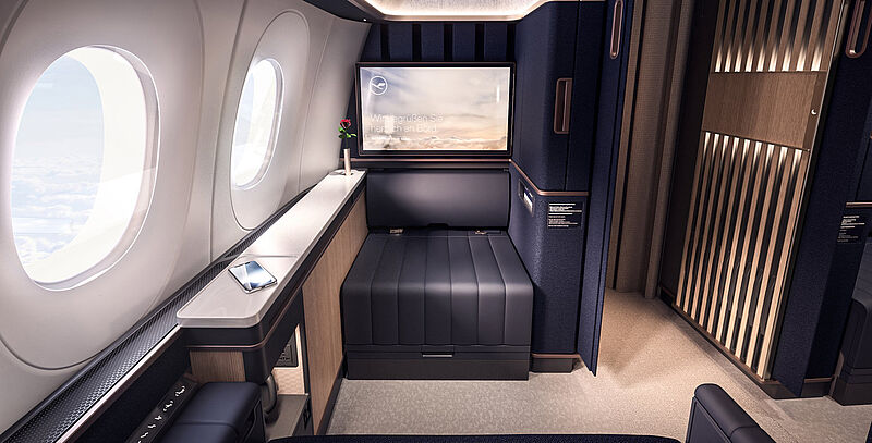 So sieht die neue „Allegris“-Suite in der First Class bei Lufthansa aus