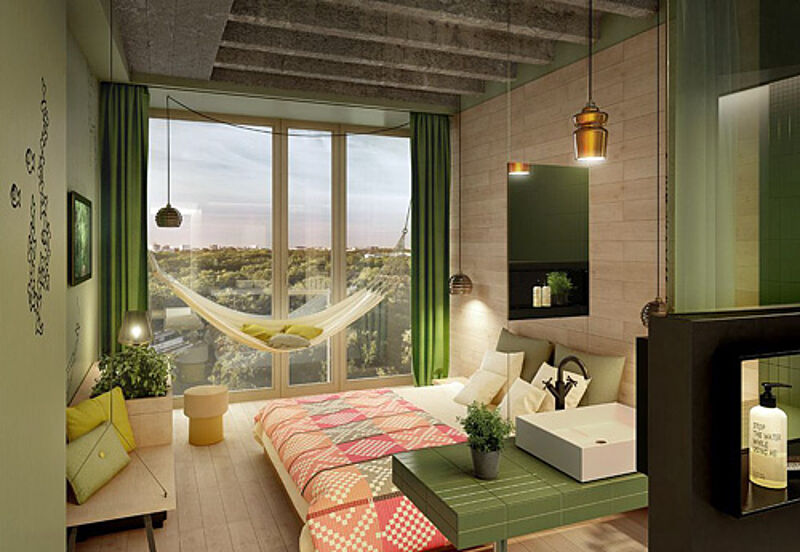 Schön schaukeln: Die Zimmer mit Zooblick im 25 Hours Hotel Bikini Berlin