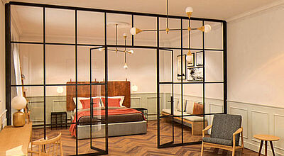 Blick in das Zimmer in der Finca Can Ribera