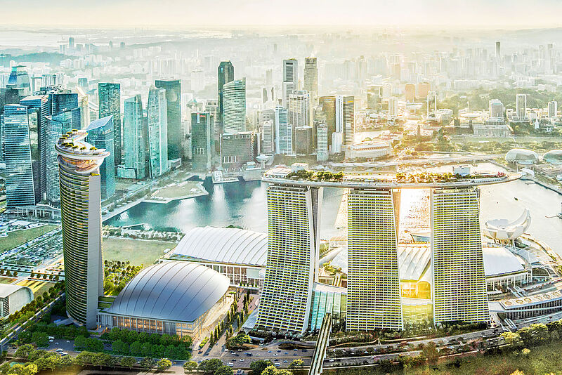 Das Marina Bay Sands prägt die Skyline Singapurs seit 2010. In den kommenden Jahren wächst das Ensemble um einen zusätzlichen Turm
