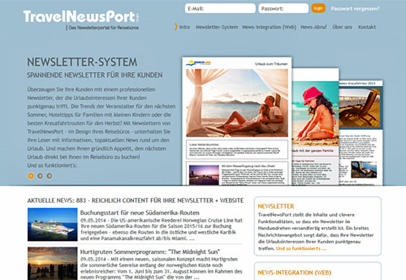 Das Portal Travel News Port wurde speziell für Reisebüros entwickelt
