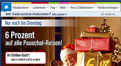 Alle Jahre wieder: Auch 2011 warb Ab-in-den-Urlaub.de  mit einem „6-Prozent-Rabatt“