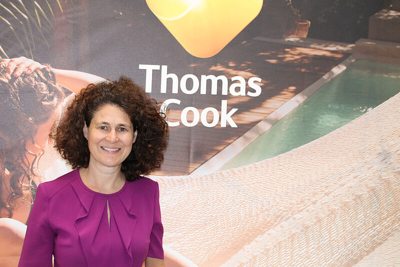 Stefanie Berk, Vorsitzende der Geschäftsführung von Thomas Cook, ging während der Programmvorstellung auch auf die finanzielle Situation des Reisekonzerns ein