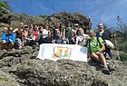 Die Teilnehmer, die sich für die Wanderausflug ins Landesinnere entschieden haben, am Roque Nublo