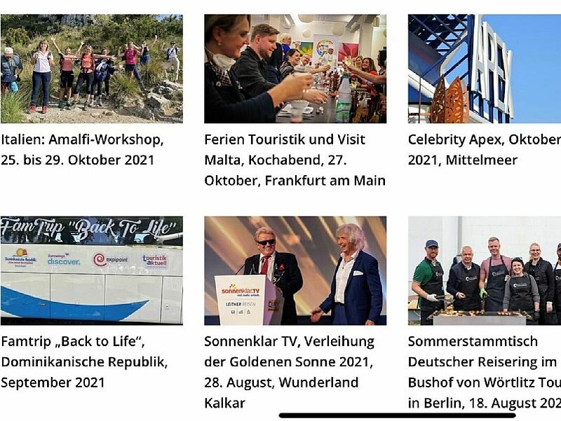 Trotz Pandemie gab es 2022 viele Touristik-Events. Bei einigen von ihnen war touristik aktuell dabei. Screenshot: ta