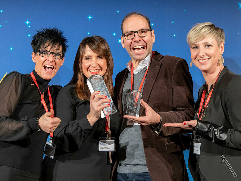 Leipziger Globus-Award-Sieger des Jahres 2018: Kristin Fügmann vom Reisebüro im Musikviertel (Zweite von links) und Michael Riebel von Siamar Reisen (Zweiter von rechts). Foto: ta