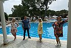 Am Pool des Rixos Sungate (von links): Alexandra Zaitseva (Orange Touristik, Köln), Michail Givoina (König Tours, Bonn), Tanja Dolgov (Dolgov Reisen, Ingolstadt) und Olga Schmidt (Reisen-Wuppertal)