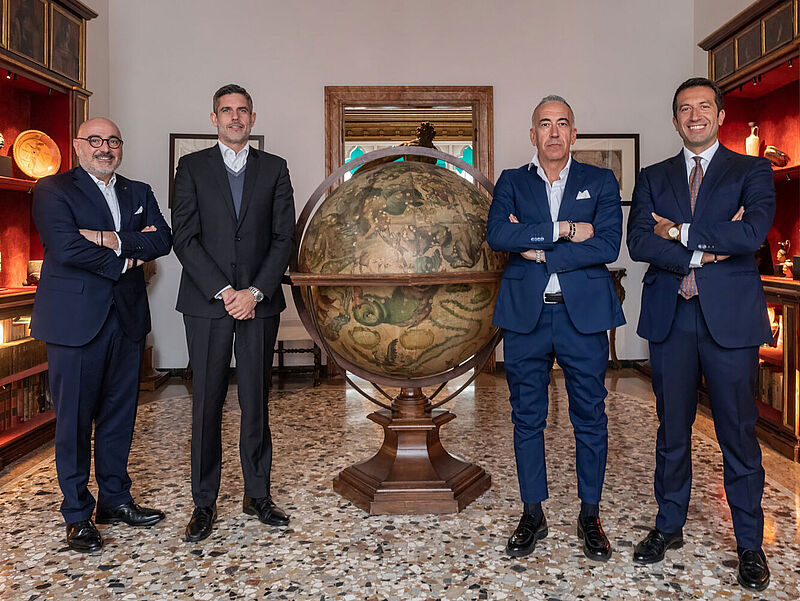 Die Ligabue Group stellt sich im Kreuzfahrtsegment stärker auf. Von links: General Manager Paolo Ramadori, Beirat Neil Palomba, Silvio Ciprietti (Managing Director Maritime Division) und Präsident Inti Ligabue. Foto: Plantours