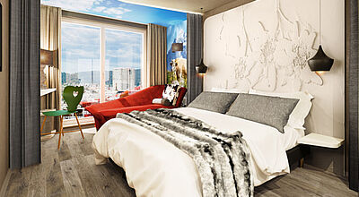 Blick in das Modellzimmer im Aja City Resort Zürich