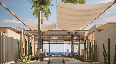 Der Hauptpavillon des neuen Amanvari auf der mexikanischen Halbinsel Baja California liegt direct am Meer