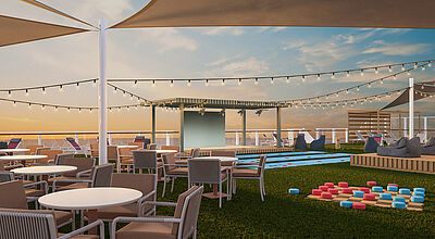 Modell eines Außendecks auf einem Kreuzfahrtschiff