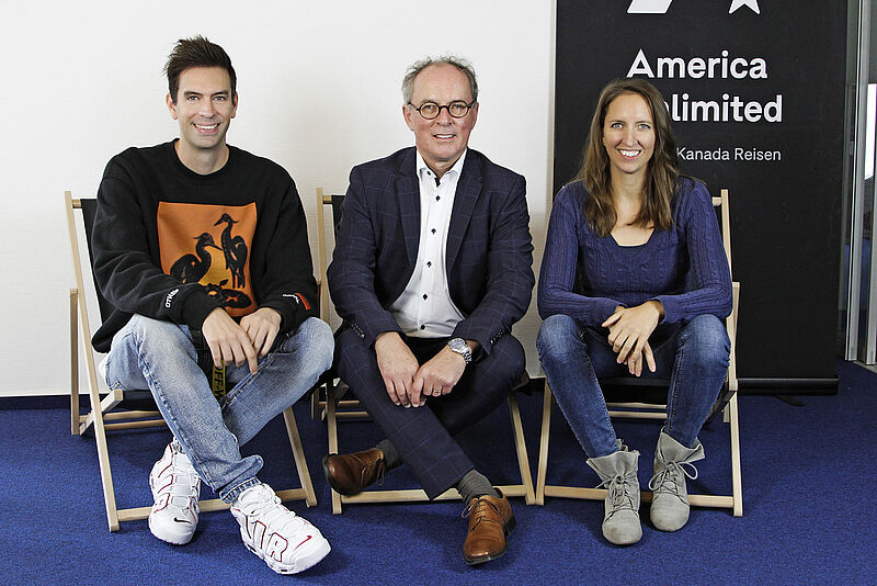 Andreas Neumann (Mitte) soll spätestens ab März 2022 Timo Kohlenberg (links) und Julia Kurz (rechts) als Geschäftsführer von America Unlimited unterstützen. Foto: America Unlimited