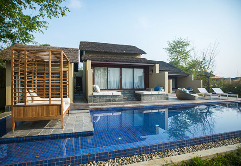 Die Meghauli Serai Jungle Lodge ist ein guter Ausgangspunkt für Touren in den Chitwan-Nationalpark.