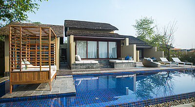 Die Meghauli Serai Jungle Lodge ist ein guter Ausgangspunkt für Touren in den Chitwan-Nationalpark.