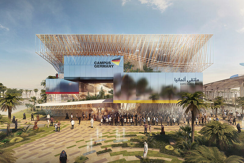 Die Expo in Dubai wird wohl erst im Oktober 2021 eröffnet. Im Bild ein Modell des deutschen Pavillons