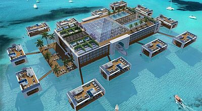 Das Kempinski Floating Palace entsteht vor der Küste Dubais. Modell: Kempinski Hotels