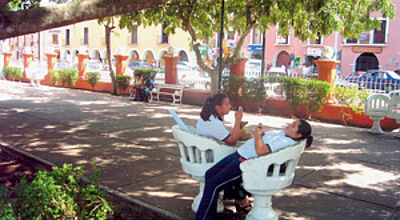 Auf dem Zocalo von Valladolid kann man sich prima entspannen.