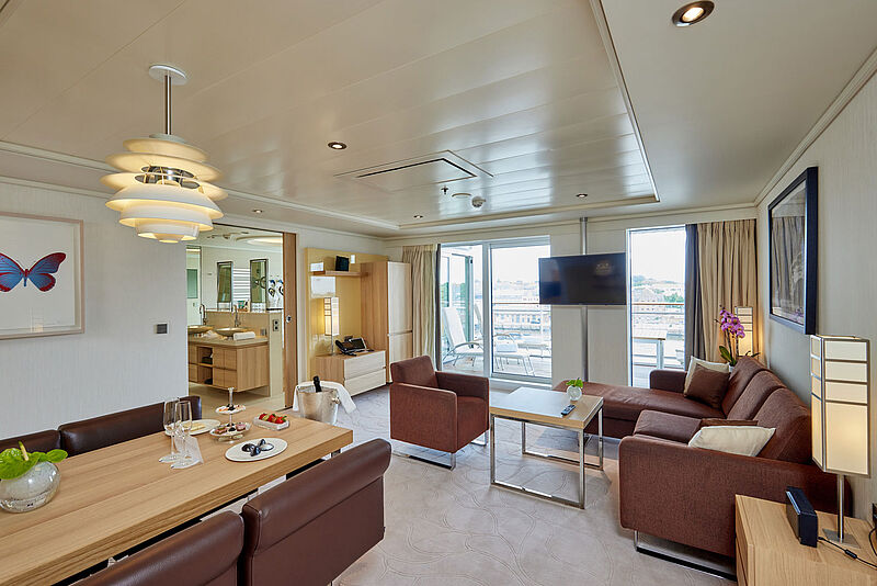 Neu eingerichtet: die Grand-Penthouse-Suiten. Modell: Hapag-Lloyd Cruises