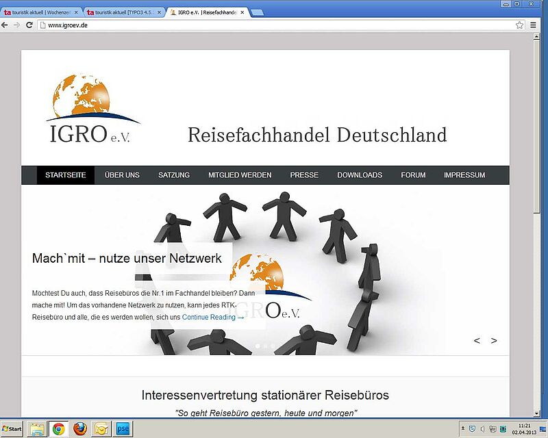 Die IGRO will helfen, das Image der Reisebüros aufzumöbeln. Screenshot: ta