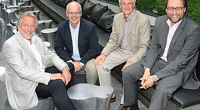Die Gründer der Kreuzfahrt-Initiative (von links): Rüder Heise (Mare Reisen), Rainer Nuyken (Treffpunkt Schiff), Hartmut Höhn (AER), Detlef Schäferjohann (E-Hoi)