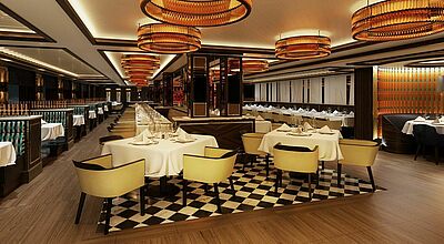 Das beliebte Restaurant Crown Grill wird es auch auf dem neuen Princess-Schiff geben