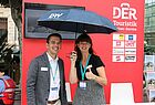 Hielten die Stellung auf der Piazza Italia: Stephanie Schmidt und Oliver Fuchs von der Reisebüro-Allianz DER Touristik Partner Service (DTPS)