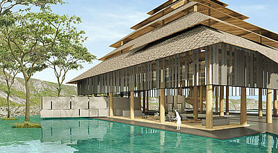 So soll der Eingangsbereich im neuen Swissotel Bali aussehen