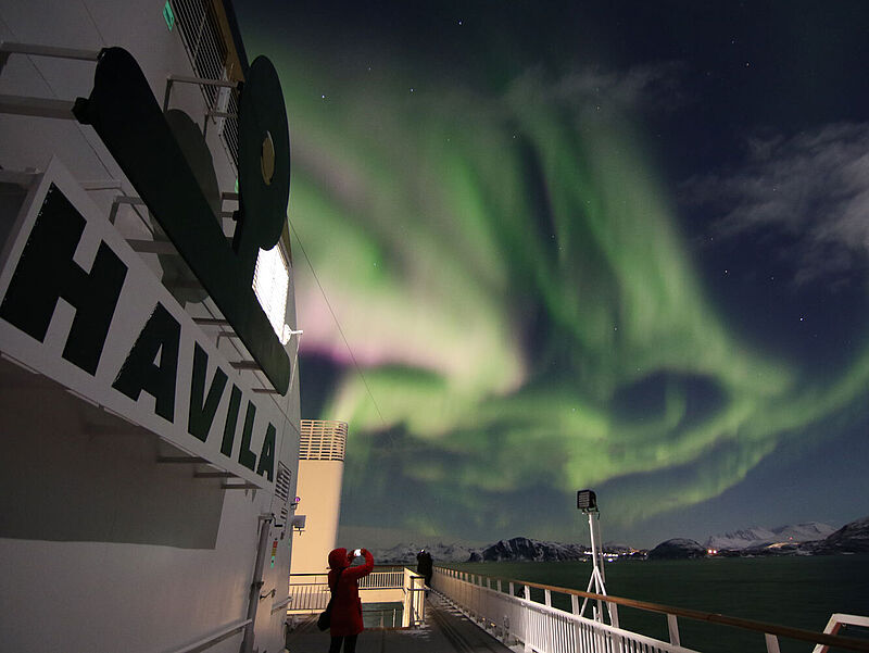 Ein Verkaufsargument für Winterkreuzfahrten in Nordeuropa: das Nordlicht. Foto: Havila Voyages