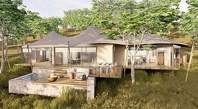 Die Kempinski Msasa Lodge Lake Manyara ist ein luxuriöses Zeltcamp Die Kempinski Msasa Lodge Lake Manyara ist ein luxuriöses Zeltcamp