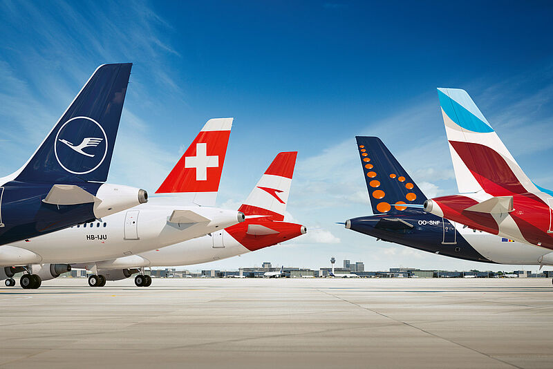 Lufthansa zieht bei den Töchtern Austrian und Brussels (hinten im Bild) die Zügel an