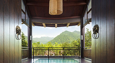 Der Blick in die Lobby des Six Senses